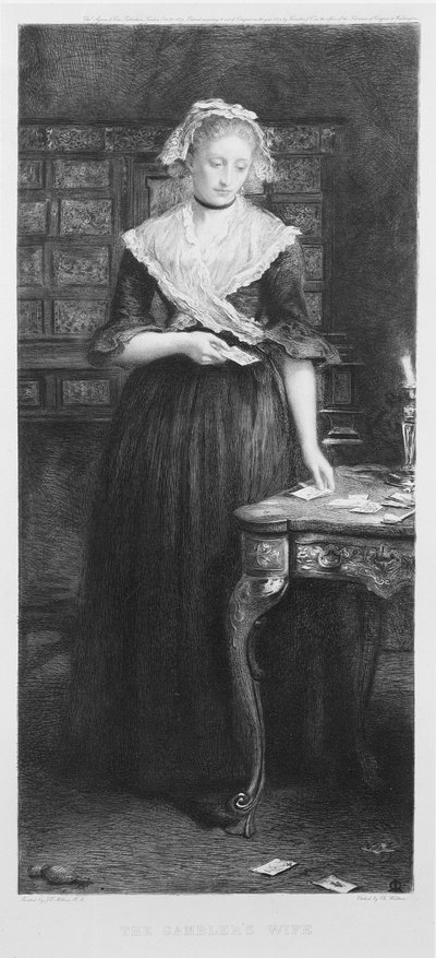 La moglie del giocatore, inciso da Charles A. Waltner, pub. da Thomas Agnew e Sons, 1879 da John Everett Millais